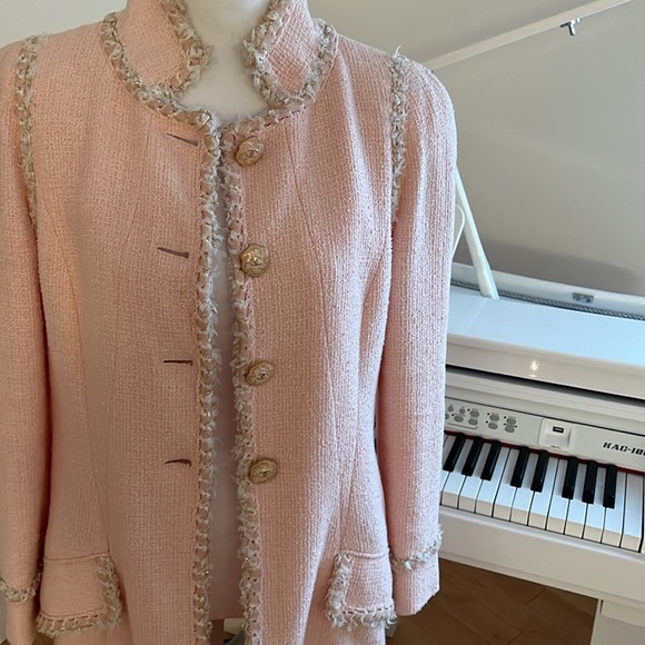CHANEL Light Pink Jacket Coat Size 44 Cotton Stunning Chanel Feminine Elegant - Picture 13 of 17